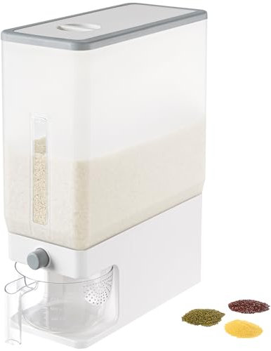 Lifewit Rice Container 25.4 Lb, Rice Dispenser with Visible Barrel, Rice Storage Container, Airtight Moisture Proof Rice Bucket, Grain Soybean for Kitchen Pantry Countertop Organization