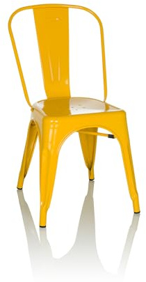 hjh OFFICE Bistrostuhl aus Metall, stapelbarer Küchenstuhl, Industriedesign | Esszimmerstuhl mit Rückenlehne, Belastbar bis 150 kg, Gelb