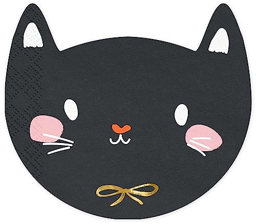 20 Stück Papierservietten Katze in Schwarz 15x13cm