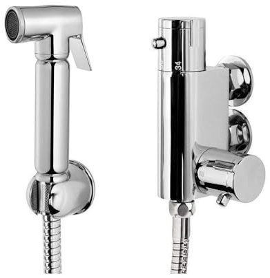 Xcel Home Ducha termostática de latón con función impermeable y resistente al óxido, montaje en pared para inodoro y baño, ducha musulmana con manguera de pulverización, color cromado