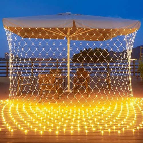 YOU GLOW GIRL Luces solares de red para exteriores, 1,5 m x 1,5 m, 100 luces LED de malla con 8 modos, luces de red de encendido/apagado automático para arbustos, arbustos, decoración de césped