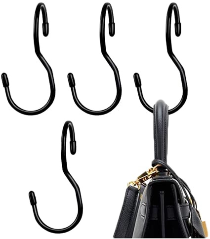 LearnLyrics S-Haken aus Metall, S-Haken für Schrank | Haken, multifunktionale S-Haken für 4 Metallhaken für Küchenutensilien, Töpfe, Kleidung, Taschen