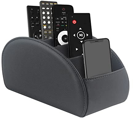 WAYIFON - Soporte para mando a distancia con 5 bolsillos, gran soporte para TV, DVD, 4K Stick y mandos Bluray, mando a distancia para bolígrafos, L-negro
