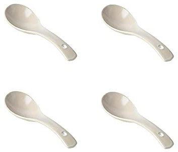 HPTHLY Cucharadas 4 Piezas de cerámica pequeñas cucharas soperas de Mango Largo para el hogar Cuchara sopera Simple Creativa pequeña Cuchara para gachas Cuchara Cuchara para ser,(B)