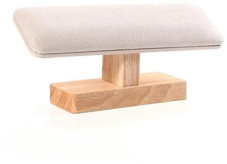YGLEEULI Uhrenständer 1pc Holz Basis T-Förmigen Leder Samt Armband Display Rack Armreif Uhr Haarband Schmuck Lagerung Ständer Halter Veranstalter(Beige)