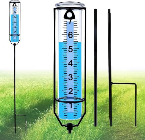 ACTIMED Rain Gauge for Outdoor, Freeze Proof Rain Guage Water Gauge for Rain Measure Gauge, Adjustable Height Rain Gauge with Stake, Rain Gauge for Yard Garden Lawn Decoration