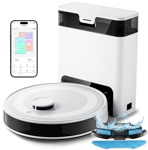 LEFANT M2S Pro Robot Aspirapolvere Lavapavimenti con Svuotamento Automatico,Aspirazione 10000Pa,240 Minuti,Navigazione Laser dTOF,Tecnologia di Evitamento Degli Ostacoli PSD,Pulizia Personalizzata