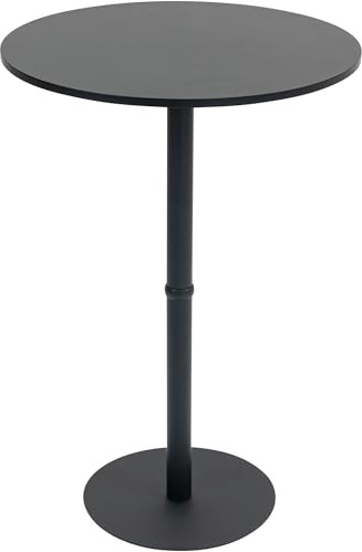 CLP Mesa de Bar Hereford Redonda I Mesa de Metal con Tablero Redondo de Madera I Mesa Bistro Estable, Color:Negro/Negro, Tamaño:75 cm