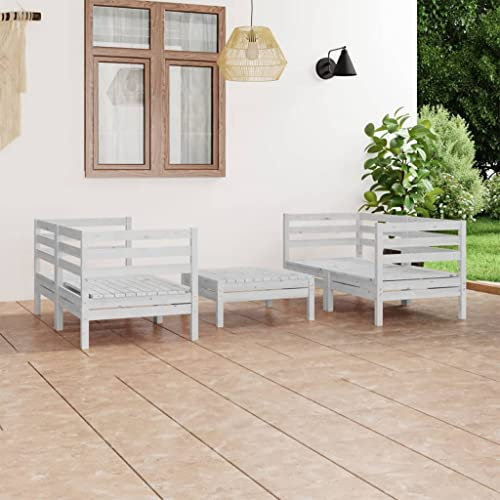 GCHDHAPB Gartenmöbel-Set für den Außenbereich, 5-teilig, weiß, massives Kiefernholz