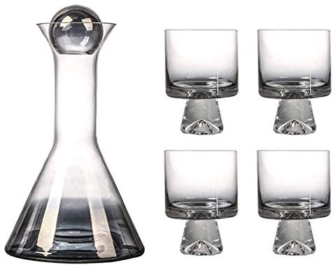 QTANZIQI Whisky -Dekanter -Weinkernweinkernkanter -Set, Stopper und 4 kreative Gläser, Smokey Sparkling Decanter Glass Eineating Wine Carafe, Set Decanter