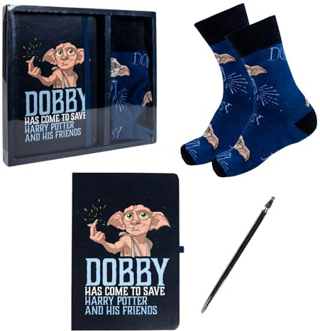 Harry Potter Schreibwarenset, Inklusive Notizbuch, Stift und Socken, Dobby Design Geschenk Schreibwarenset für Teenager