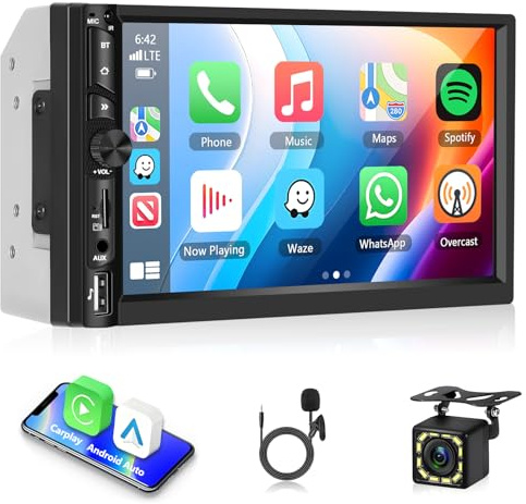 Motorsi de 7 Pulgadas HD Touch -Touch DIN Bluetooth Car Radio, 2Din MP5 Multimedia Player Support Mirror Link, TF/Aux in, FM Radio, SWC, Configuración de Audio de EQ, estéreo de automóvil