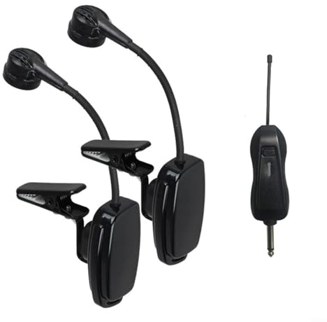 HomeVortex Sistema de micrófono inalámbrico UHF 2.4G para saxofón, trompeta, clarinete Erhu, con transmisor receptor, rango de 50 m, batería 6-8H (1 en 2 para saxofón)
