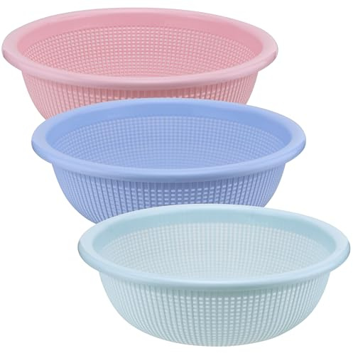 EIKS 3-Pack Plastic Colander Baskets, Fine Mesh Sieve