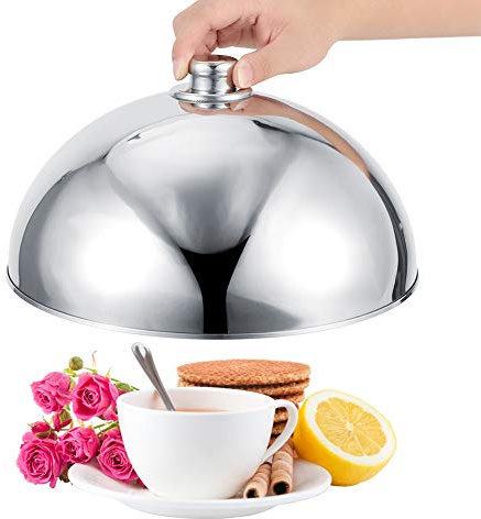 Edelstahl Speiseglocke Ø 32cm Tellerglocke Käseglocke Steak Abdeckhaube Edelstahl Wärmeglocke Servierglocke Burgerglocke Grilldeckel für Küchenrestaurant (12,5 Zoll)