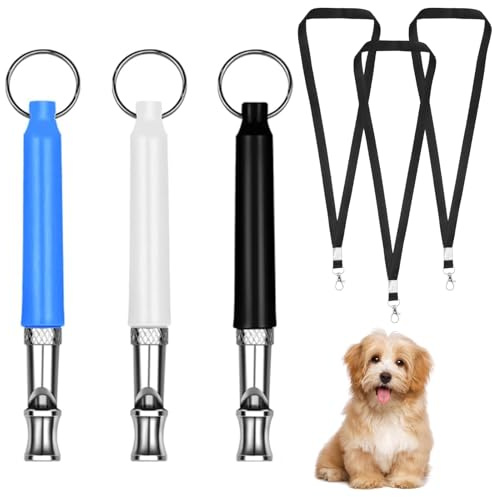 LXUEJIE 3 silbatos para perros, ruidosos, silenciosos, con cordón, para entrenar perros