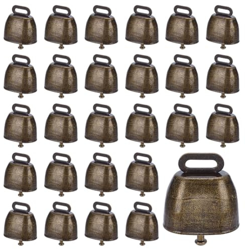 GOMAKERER 30 Stück Antike Metallglocken, Metal Farm Vintage Windspiele Laute Bronzeglocke Jingle Bell Eisen Weihnachtsglocke Charms Für Schmuck Weihnachtsfest Pferde Schaf