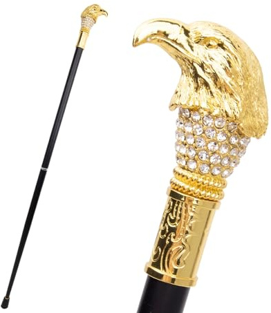 Spazierstöcke mit Goldenem Adler, Dekorative Spazierstöcke für Damen und Herren, Rutschfester Luxus-Spazierstock für Cosplay und Partys 93 cm