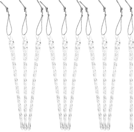 BESPORTBLE 10 Stück Transparente Gedrehte Eiszapfen Hängedekoration aus Glas 6x90mm Weihnachtsbaumschmuck für Party und Winterdeko