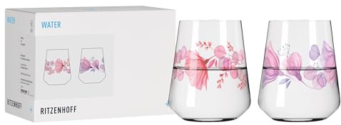 RITZENHOFF 3462004 Universalglas 2er Set 500 ml - Serie Sommersonett - Motiv Blüten - Made in Germany