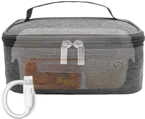 Calentador de lonchera - USB de 8 pulgadas | Calentador de aluminio - calentamiento rápido de 3 niveles, impermeable aislada para trabajo, viajes, camping, picnic, preparación de comidas sin