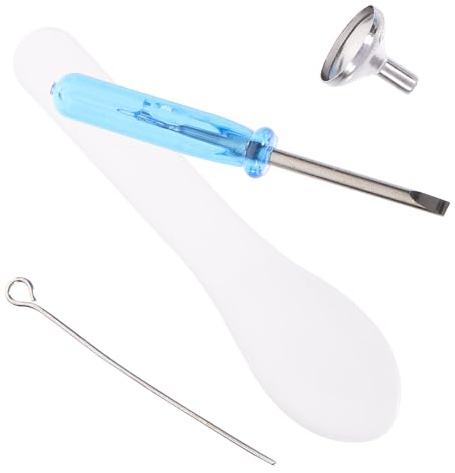 JECOMPRIS Kit de Remplissage D'urnes Funéraires en Acier Inoxydable 4 Pièces Mini Entonnoir, Tournevis Bleu, Cuillère et Bâtonnet – Accessoires pour Bijoux de Crémation et Pendentifs –