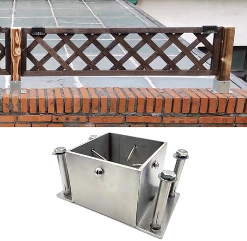 Generisch Edelstahl Pergola Basisstütze mit vorinstalliertem Loch und Schraube für DIY quadratisches Geländer Schutz und Reparatur