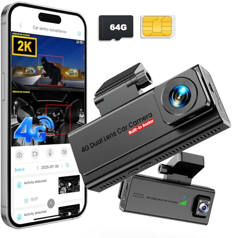 Veralyxa Dashcam Voiture 4G LTE avec Carte SIM, Accès à Distance par App | Stationnement 24H, Alertes en Temps Réel, Détection Radar, Audio Bidirectionnel, Accès Partagé, pour Taxi, Famille ou Flotte
