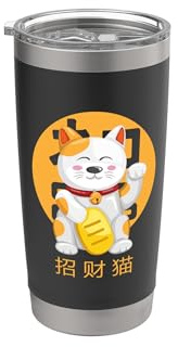 Winkekatze Lucky japanese Cat Maneki Neko Anime Winkekatze Doppelwandiger Edelstahl-Thermobecher
