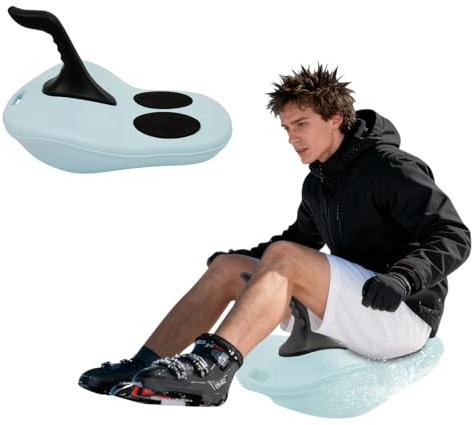 Freestyle Mini Luge snösläde med handtag, bärbar skidskridskor släde för vinter utomhus släde, lätt släde för snöskidåkning och isglidning, 58 x 42,5 x 36 cm, 100 kg kapacitet