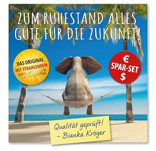 BREITENWERK A4 XXL Abschiedskarte Kollegen ELEFANT mit Umschlag - Ruhestandskarte zur Rente Pension Ruhestand Karte für Kollegen Mitarbeiter Chef