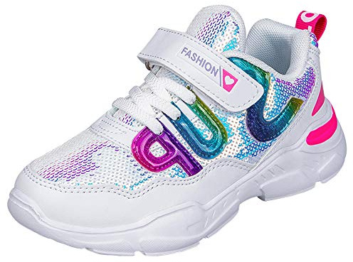 HSNA Scarpe Moda Sneaker Bambine e Ragazza Paillette Lucide Scarpe Bambina Sportive