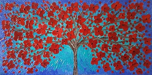 DORON ARTE QUADRO MODERNO ASTRATTO DIPINTO A MANO TELAIO GALLERY BORDI DIPINTI - ALBERO DELLA VITA - 1 metro x50x4 cm -RIF228