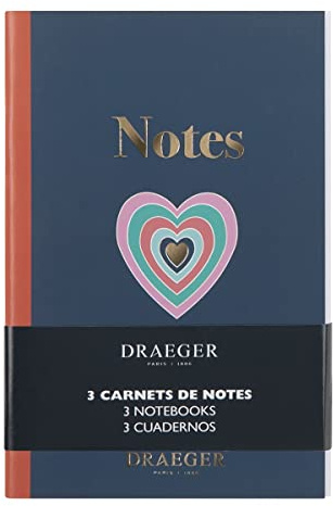 Draeger Paris - set med 3 linjerade A6-anteckningsböcker - blå, elfenben, pastell