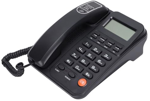 ASHATA Téléphone Filaire KX-T2026CID, Téléphone Fixe avec écran LCD, Téléphone de Bureau pour Bureau à Domicile, Hôtel, Téléphones Fixes Filaires avec Répondeur, Appel Mains Libres,(Le Noir)
