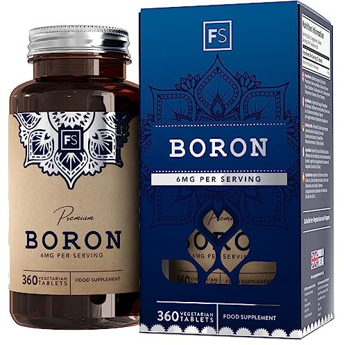 FS Boro | 360 Boron Tabletas - 6mg Suplemento de Boro per Dose | Suplementos de Boron de Alta Potencia | Sin OGM, Gluten ni Alérgenos | Fabricado en el RU