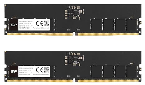 Silicon Power DDR5 32GB (16GBx2) 4800MHz (PC5-38400) 288-pin CL40 1.1V UDIMM Desktop RAM Computer Memory SP032GBLVU480F22