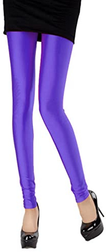 Pwsap Neon-leggings för kvinnor, träningsstrumpbyxor med hög midja, stretchiga yogabyxor, naken känsla sportoutfit, glänsande dambyxor, enfärgad, fluorescerande spandex