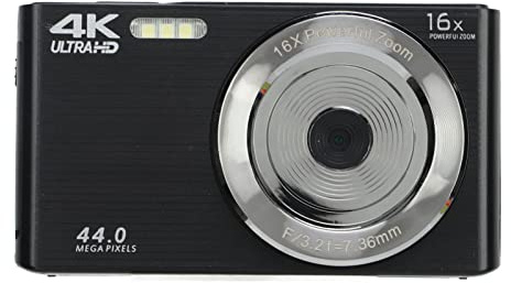 Caméra Vidéo Numérique 4K 44MP Full HD Écran 2,8 Pouces Zoom Numérique 16X Caméra Vidéo HD Antichoc Caméscope pour la Photographie (Noir)