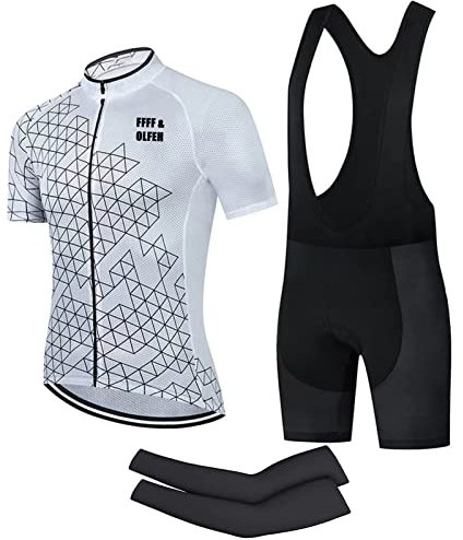 FFFF & OLFEH Maillot Ciclismo Hombre Verano Manga Corta, Manga Corta y Pantalones Cortos Acolchados, Gel 3D Gel Equipos Conjunto Ciclismo Verano Team Pro (L,11)