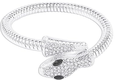 fdsmall Schlange Halskette für Frauen Verstellbare Schlange Form Kragen Halskette Flexible Punk Wrap Kragen Multi-Purpose Halskette Strass Halskette Schlange Zubehör für Frauen (Silber)