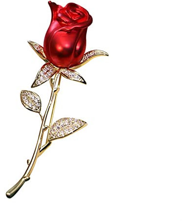 GLigeT Brosche Rote Rose Brosche Anzug Mantel Kragen Dekoration Zubehör Modische Luxus Metall Pin Damen Brosche Damen-Brosche