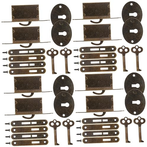 BESTonZON 8 Sätze Hardware-Zubehör für Holzkisten Schlüssel sperren Antiquität schmuckkästchen Dekor Vorhängeschloss Schrankschloss Minischlösser mit Schlüssel Jahrgang schmücken China