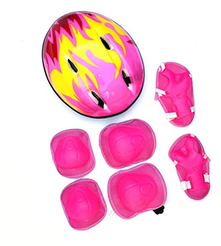 VGEBY Equipo de Protección para Niños, 7 Piezas de Rodilleras y Coderas para Niños Pequeños con Muñequeras y Casco Ajustable para Patineta, Patinaje, Scooter, Ciclismo y Muchos Otros