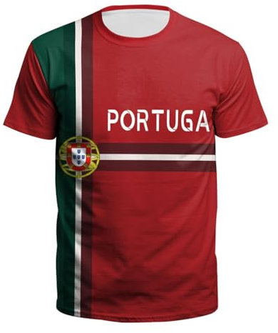 YuanDiann 2024 Europea/America Calcio Coppa Magliette Tifosi Fare Il Tifo Sport Casual Uomo Donna Bambini Bandiera Nazionale Stampa Manica Corta Asciugatura Veloce T Shirt Portogallo 1# S