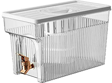 3L Kalter Wasserkocher mit Wasserhahn, Party-Saft-Wasserspender, Kunststoff-Getränkespender für Kühlschrank, Großes Fassungsvermögen, Wasser, Eissaft, Limonade, Wasserkrug für Garten,(Weiß)