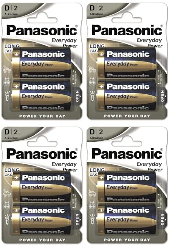 PANASONIC Everyday Power Silver LR20/D - Confezione da 4 blister da 2 batterie alcaline da 1,5 V