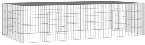 FOZICV Kaninchenkäfig im Freien 2 Paneele 220x110x55 cm Verzinktes Eisen Langlebiges Material Drahtrahmens Hasenstall Belüftet Kaninchengehege Geräumig Bereitstellung von Ausreichend Platz