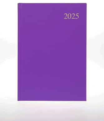 Collins Essential ESSA53.55-25 Business-Terminplaner 2025, A5, Wochenansicht, Hardcover, Ledermaserung, Violett