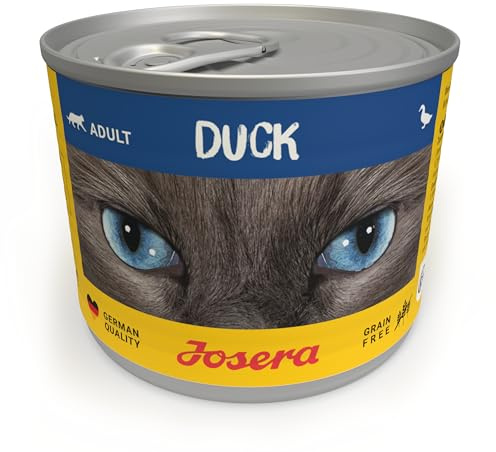 JOSERA Nassfutter Duck (6X 200g) | Adult | Katzenfutter nass mit Ente | Adult | Premium Dosenfutter für ausgewachsene Katzen | Ente & Lachsöl | getreidefrei | gegen Harnsteinbildung & Haarballen